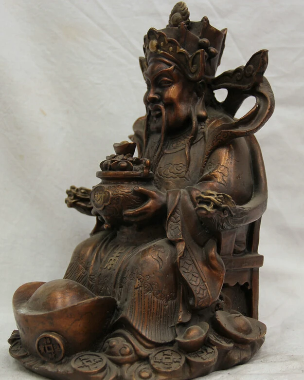 song voge gem S1838 9 &quot China Chinese Bronze seat Mammon Money Wealth God treasure bowl Statue | Дом и сад