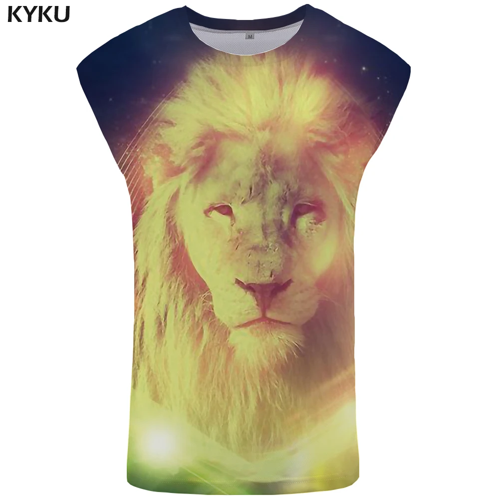 KYKU Lion майка для мужчин 3D s Бодибилдинг уличный жилет панк Singlet Stringer без рукавов