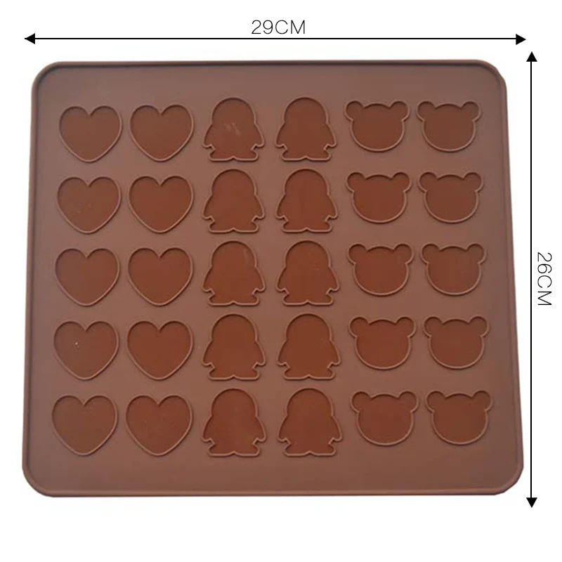 Silicone Macaron Pastry Oven Baking Mould 48-Cavity DIY Mold Heart Bear Penguin Mat Useful Tools | Дом и сад