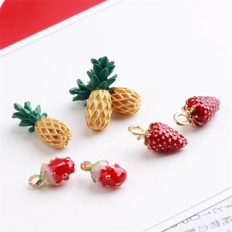 Мини заказ 10 шт. 3D эмалевый сплав фрукты Клубника Pinapple шармы DIY Ювелирные изделия