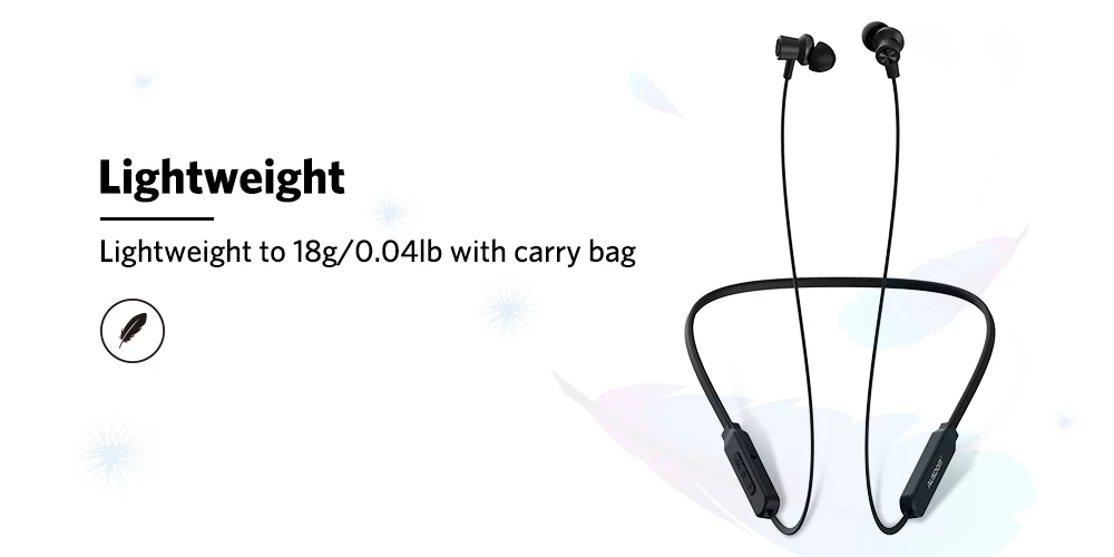 AUSDOM S5 Sport Wireless Bluetooth Earphone Headset Lightweight Magnetic Neckband Bluetooth Headphones Earbuds With Carry Bag