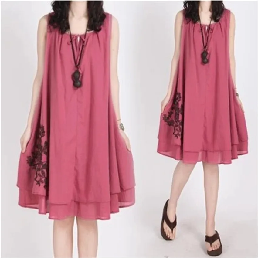 Женское винтажное платье на бретелях Длинное свободное средней длины без