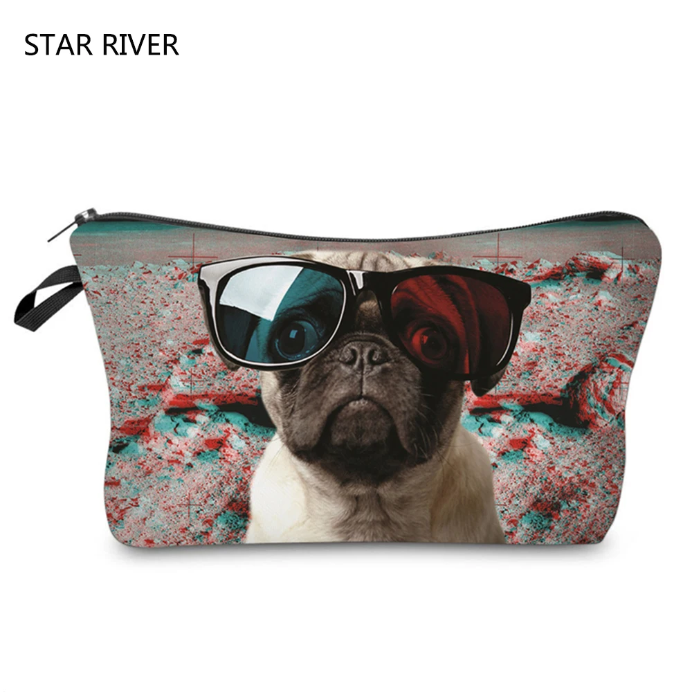 3D Printing Makeup Bag Pug Life Pink Puppy Cosmetic Case Travel Pouch Organizer Toiletry Necessaire Maleta De Maquiagem | Красота и