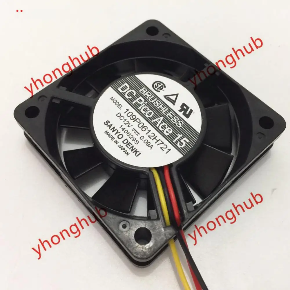 SANYO DENKI 109P0612H721 DC 12V 0.09A 60x60x15 мм 3 провода Сервер вентилятор охлаждения|Кулеры и