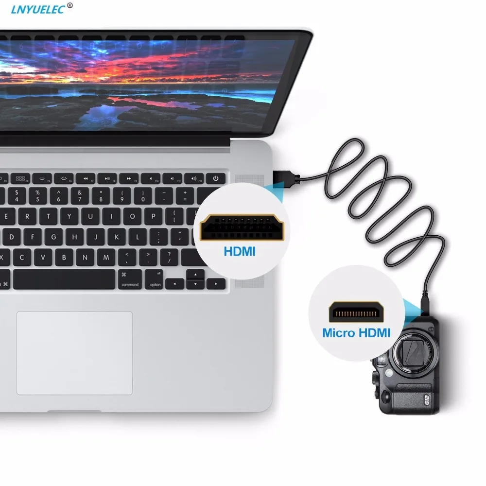 Кабель Micro HDMI (тип D) совместимый A) позолоченный (высокая скорость) поддерживает