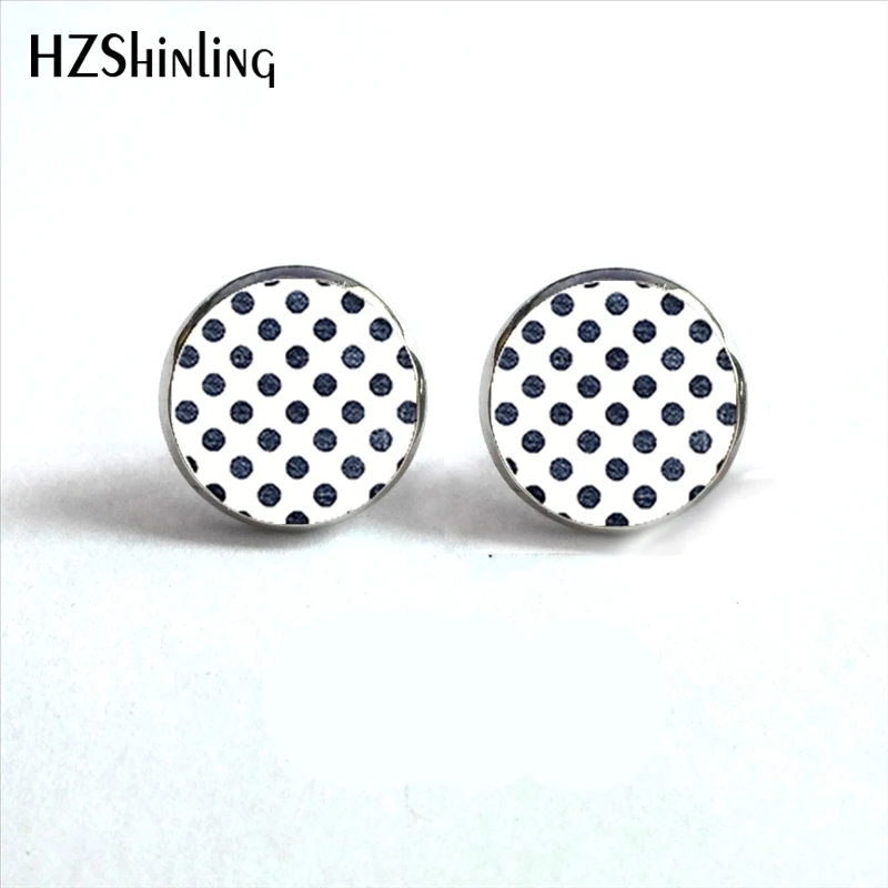 Женские Разноцветные серьги гвоздики в горошек HZ4|stud earrings|glass dome earringsdot earrings |