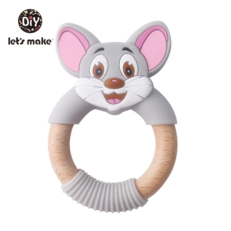 gray mouse Детские Прорезыватели, прорезыватели для зубов, Силиконовые Прорезыватели для зубов, мультяшная мышь, BPA Free, Лидер продаж, новинка, для еды, сделай сам, пустышки, 1 шт., прорезыватели - Цвет: gray mouse