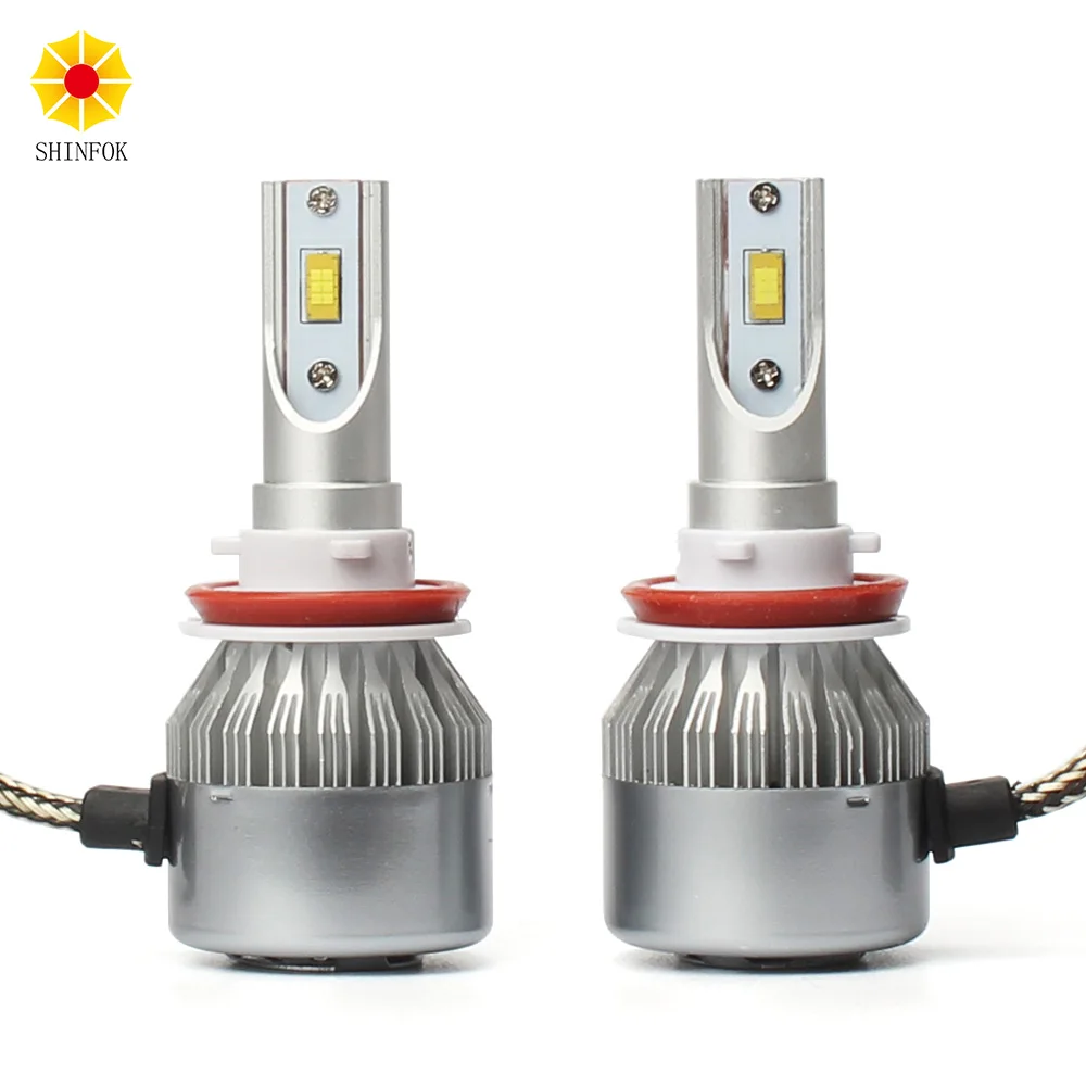 

2PCS H11 LED Headlight Bulbs High Power Super Bright Chips 72W 6000K Free Shipping Auto Car Styling Repalcement Headlamp