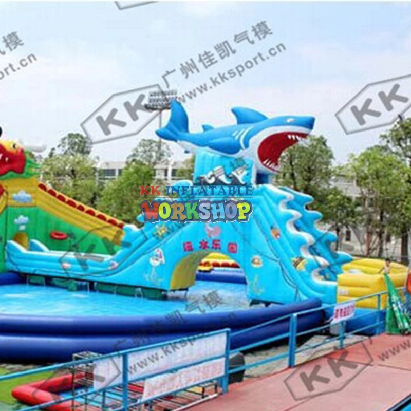 Надувная водная горка Dragon Shark с бассейном для детей|Надувные игрушки| |