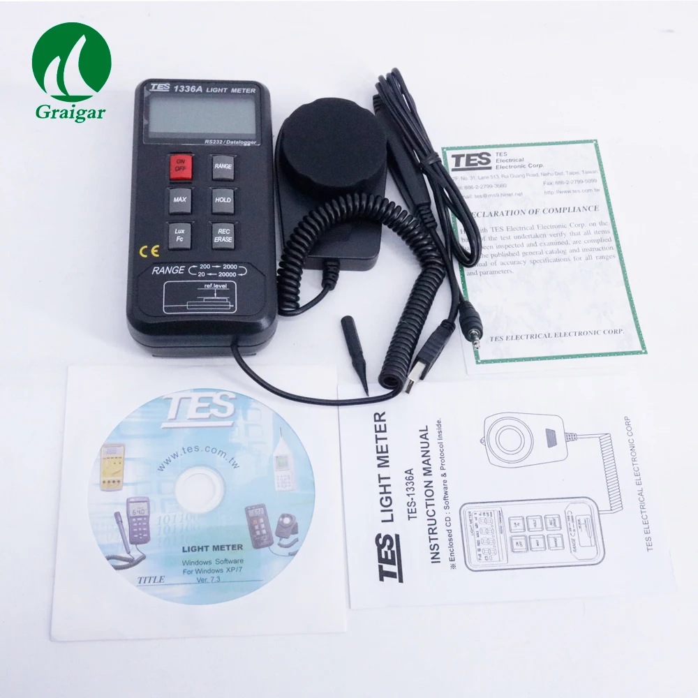 

TES-1336A Datalogging Light Meter Digital LUX Meter Resolution 0.01 Lux