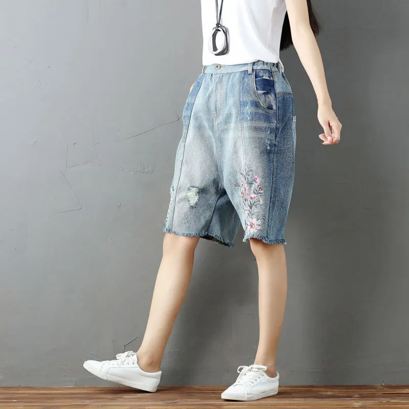 Женские летние винтажные отбеленный поцарапанный вышитый эластичный пояс