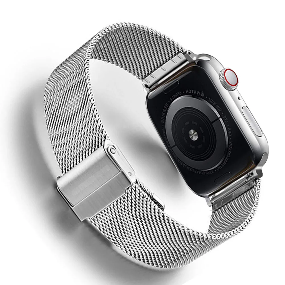 Серебристый Миланский ремешок для часов Apple Watch 5, 38 мм, 42 мм, нержавеющая сталь, золотистый, для женщин и мужчин, сменный мужской т-браслет, ремешок для iwatch 1, 2, 3, 4 - Цвет ремешка: Серебристый