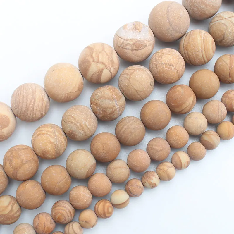 Натуральный Мороз/матовый желтый камень из дерева 4-14 мм круглые бусины 15 &quotдля