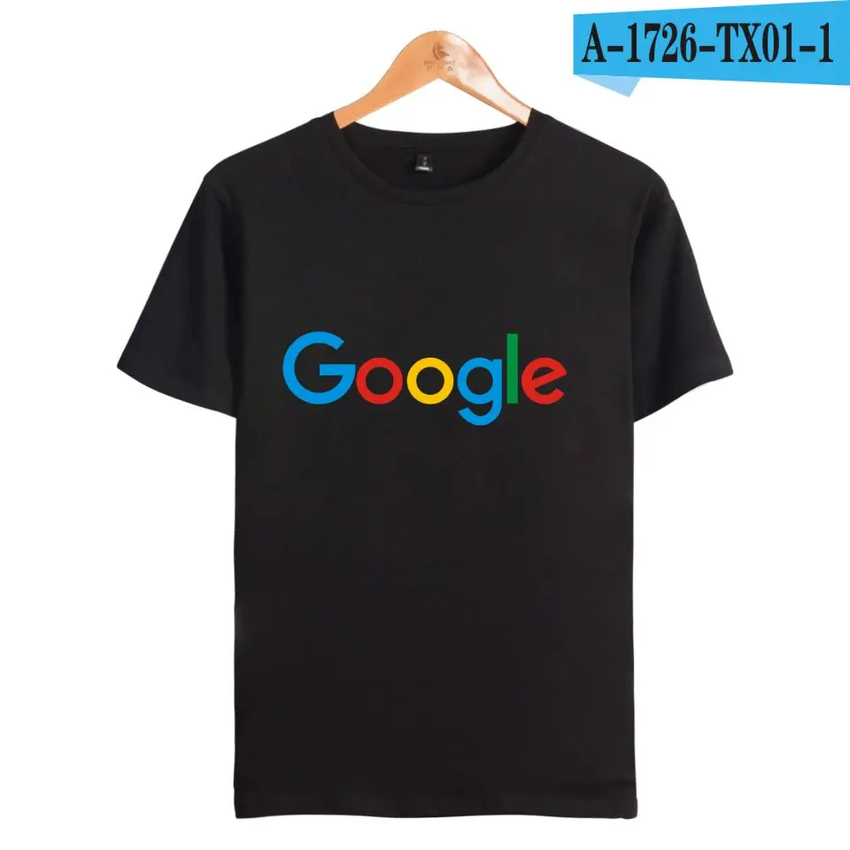 black Это Google microsoft пуловер Футболка мужская хлопок короткий рукав принт узор Повседневная футболка Homme мужчины/женщины плюс размер - Цвет: black