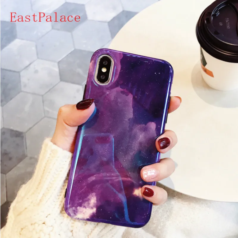 Blu Ray Purple Case for Apple Iphone X XS MAX XR 8 7 6 6S Plus Phone Cases Glitter Outer Space Pattern Couple Back Cover |