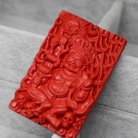 high quality lucky synthetic red cinnabar carved smiling buddha rectangle pendant charms unisex fit chain jewelry 4059mm b1533