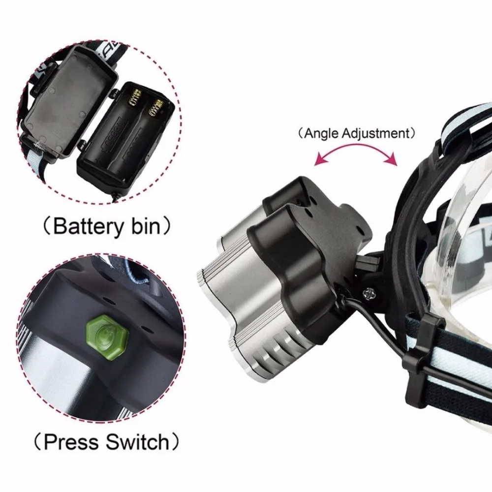 SKYWOLFEYE 7 светодиодный USB Перезаряжаемые Фара 5 * XML T6 + 2 XPE 4500LM Глава фонарик факел 18650
