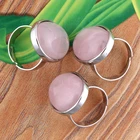 Модные бусины, популярное посеребренное кольцо камень овальной формы натурального размера розовый кварцевый кристалл, модные украшения