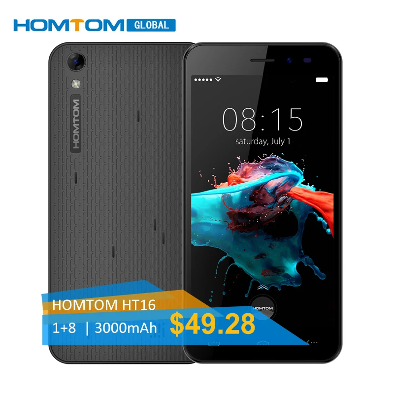 Оригинальный HOMTOM Ht16 Android 6 0 4 ядра MT6580 5 дюйма Две сим карты 1 ГБ Оперативная память 8