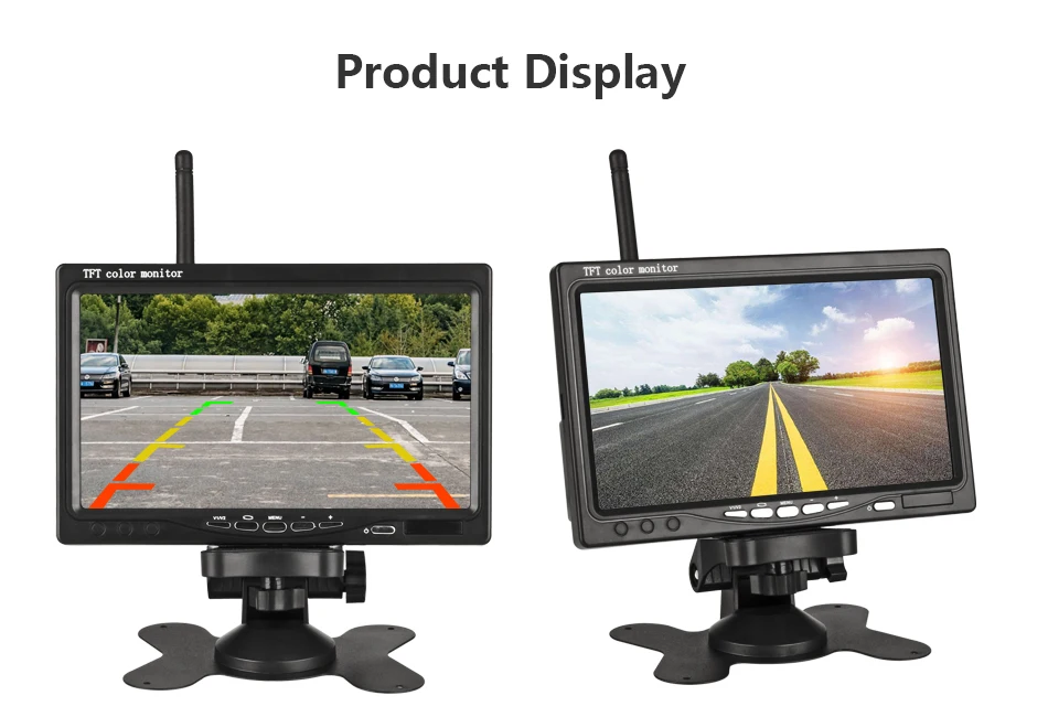 JMCQ 7 дюймов TFT lcd беспроводной автомобильный монитор HD дисплей обратная камера парковочная система для автомобиля заднего вида Мониторы для грузовиков рабочие автомобили