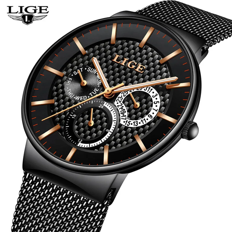 Regolio masculino LIGE мужские роскошные брендовые военные спортивные часы кварцевые