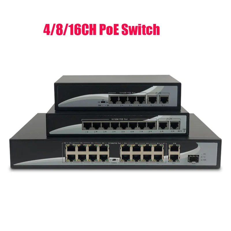 Free shipping DC48V 16CH POE switch Gigabit 10/100/1000Mpbs RJ45 15.4W/30W IEEE 802.3af/802.3at 200W For CCTV POE I