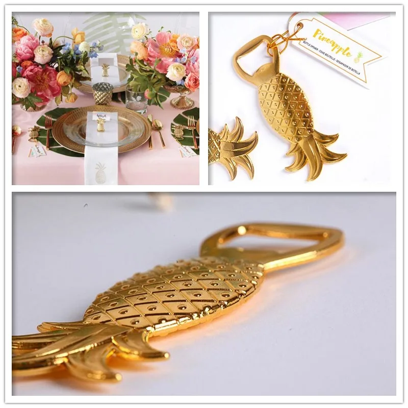 

200pcs Alloy Gold Pineapple Beer Bottle Opener Bridal Wedding Favors And Gifts Baby Shower Baptism Christmas Gift ZA1228