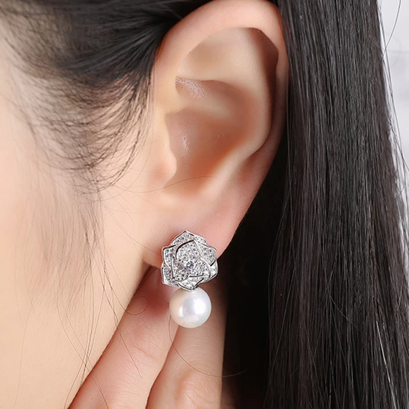 Серьги гвоздики женские из серебра 925 пробы с пресноводным жемчугом|silver stud