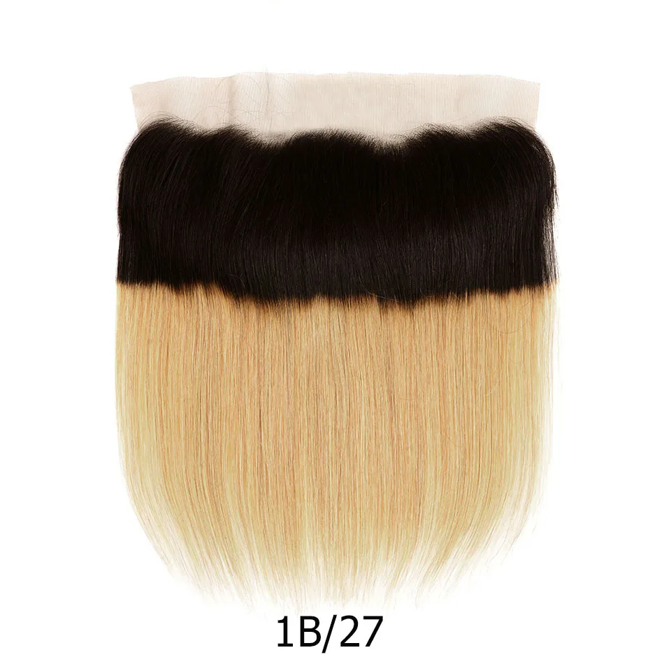 Mogul волосы 4x13 от уха до уха фронтальные индийские прямые волосы Remy человеческие волосы натуральный цвет темно-коричневый 1B 27 Омбре мед блонд - Цвет волос: T1B/27
