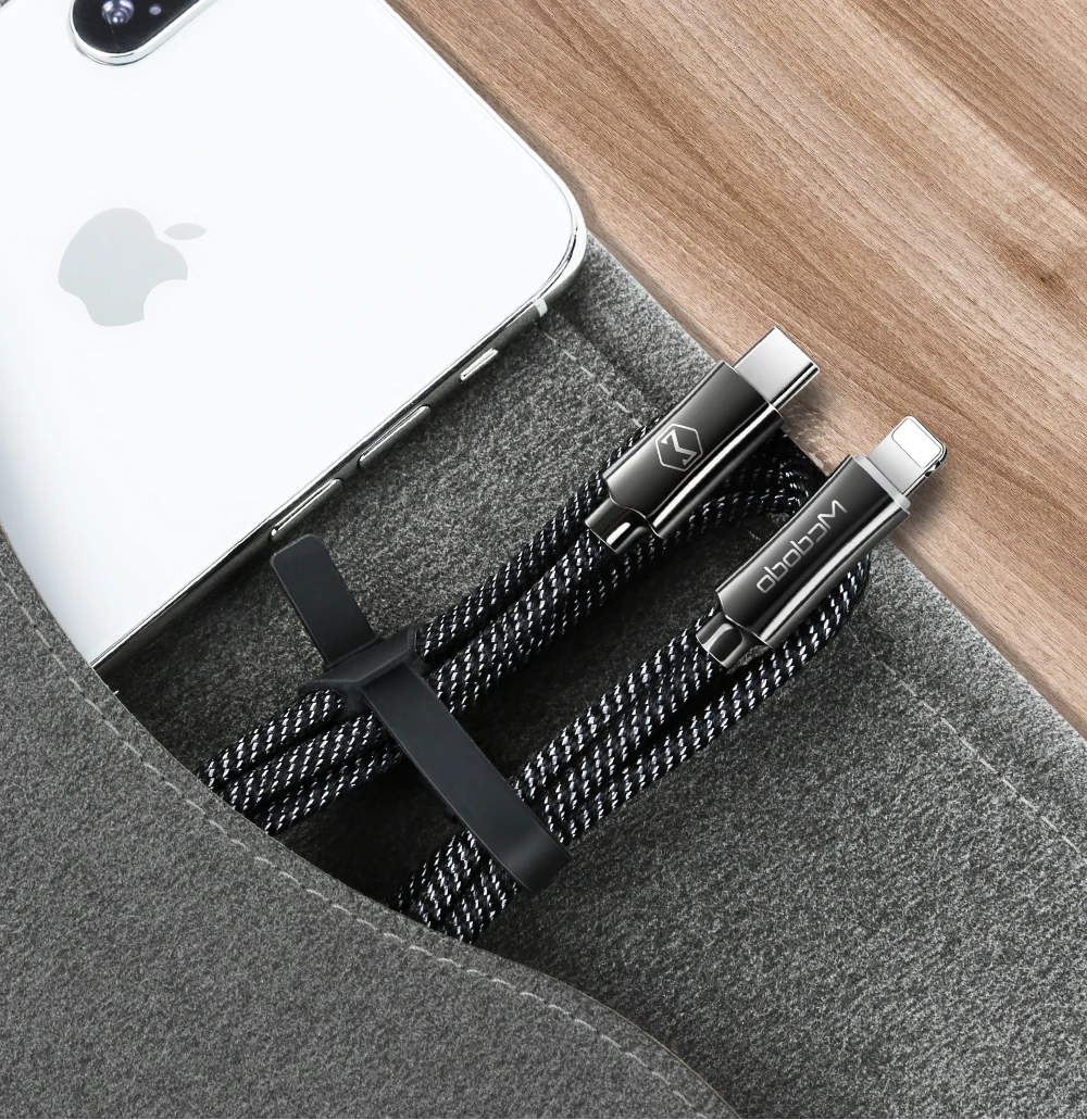 Mcdodo USB C PD 18 Вт Кабель для быстрой зарядки type C для Lightning 2A зарядное устройство для передачи данных USB-C для iPhone XR XS Max X PD ISO 12 кабель
