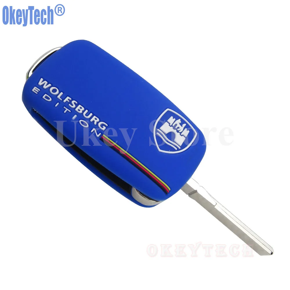 OkeyTech Silicone Key Holder 3 Buttons for VW VOLKSWAGEN Wolfsburg Edition Flip Remote Protector Cover Case Free Shipping | Автомобили и