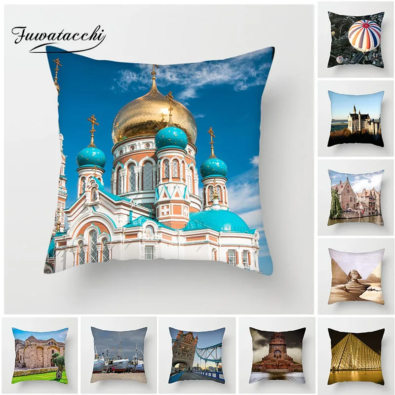 

Fuwatacchi Home Decor Pillowcase Famous Countries Scenic Cushion Cover London Bridge Captive Palace Pillow Cover Sofa Decorative
