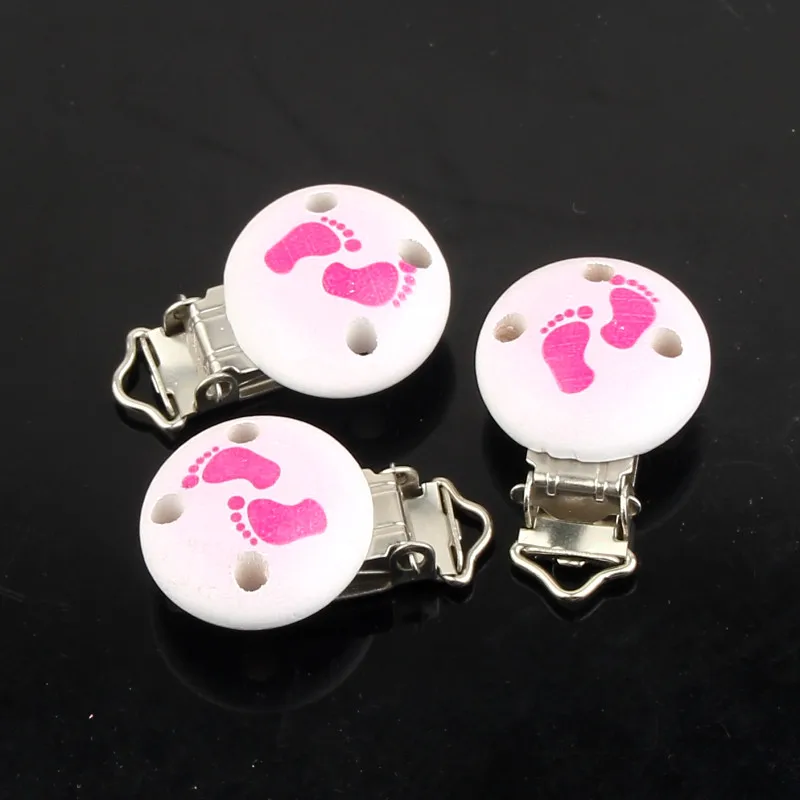 5Pcs Feet Wooden Baby Pacifier Clips Holders Cute Infant Soother Clasps Accessories 4.4x2.9cm Wood Metal for DIY Teethers | Украшения и
