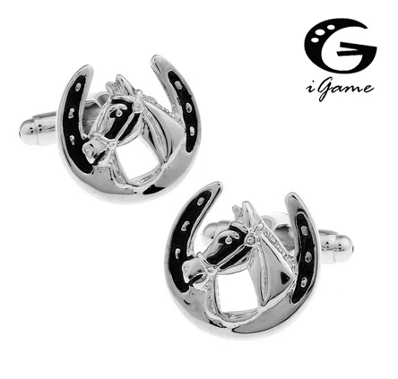 

iGame Factory Price Retail Men's Cufflinks Brass Material Horse Design Cuff Links