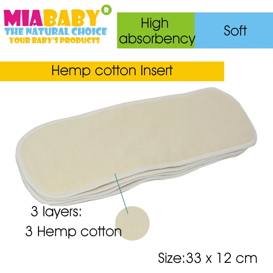 Miababy 5 шт. из мягкой натуральной высокая впитываемость NB конопли Пеленка из ткани, хлопка вставка