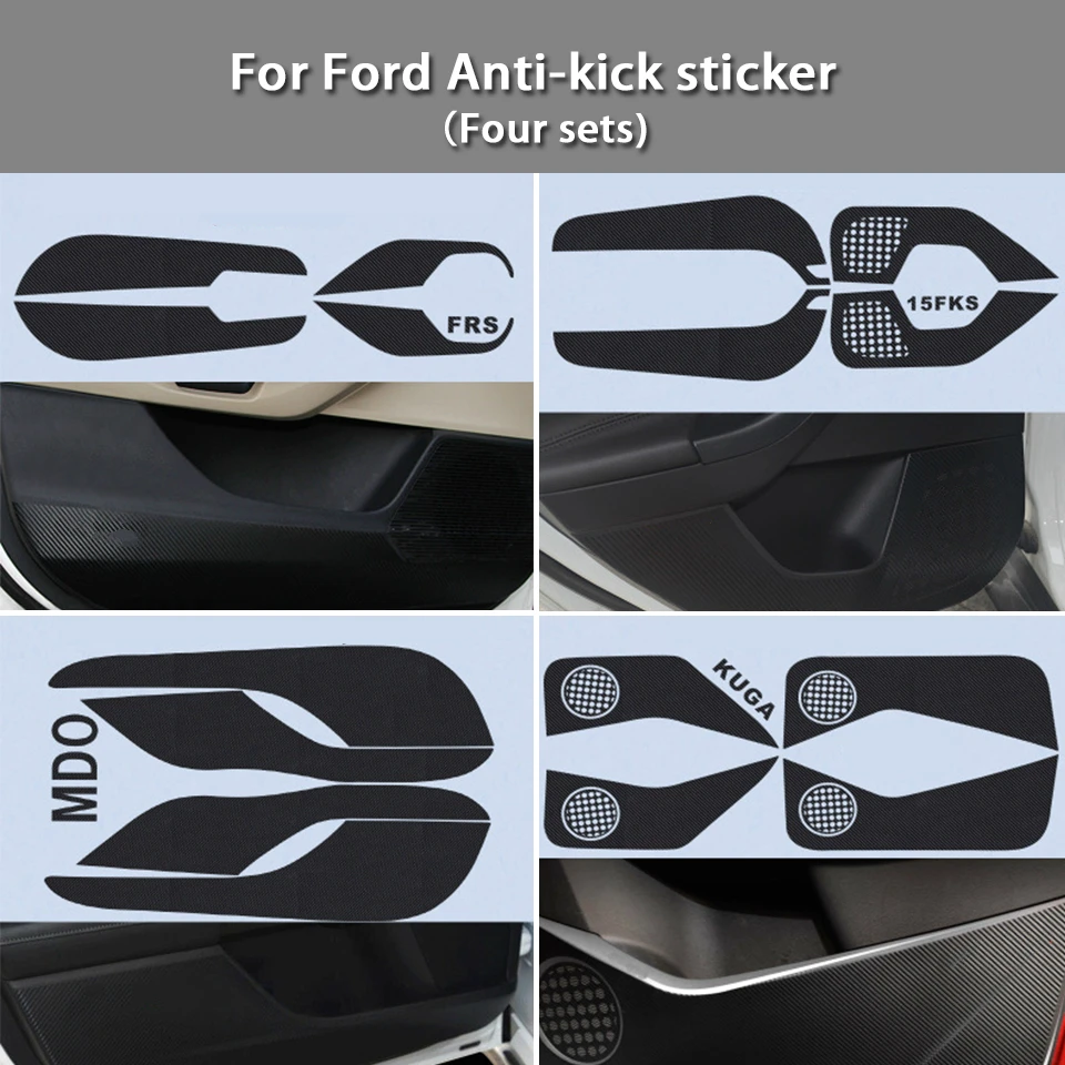 4x Авто Автомобиль 3D двери анти Kick Pad Коврик Углеродные наклейки для Ford Focus 3 4 Kuga C520 Mondeo MK 5 V Edge Eco Sport аксессуары