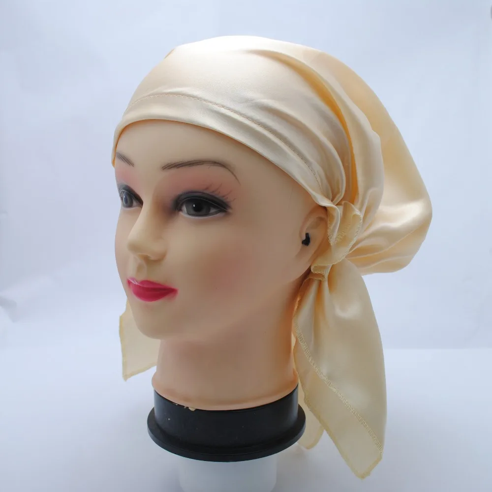 Модная шелковистая 100% Полиэстеровая атласная Кепка для ночного сна ночная кепка