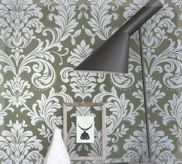 Bedroom wallpaper Modern silver damask wallpaper white background wall  non-woven vintage wallpaper grey wallcovering office elec | Строительство и  ремонт | АлиЭкспресс