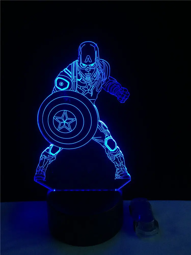 Спать lights rgb Капитан Америка рисунок 3D акриловые ночь с подсветкой 7 цветов
