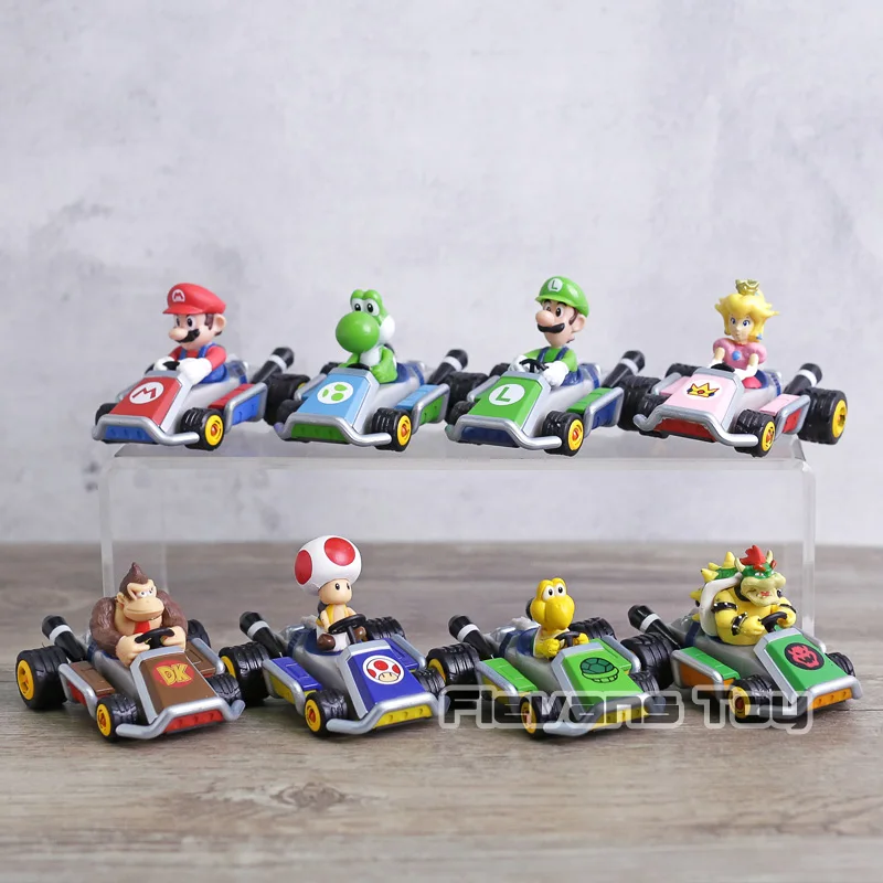 Супер Марио Kart Вытяните назад автомобиль супер Марио и Луиджи Bowser Koopa Донки Конг Принцесса Персик Жаба гриб автомобили Фигурки игрушки для малышей 8 шт./компл