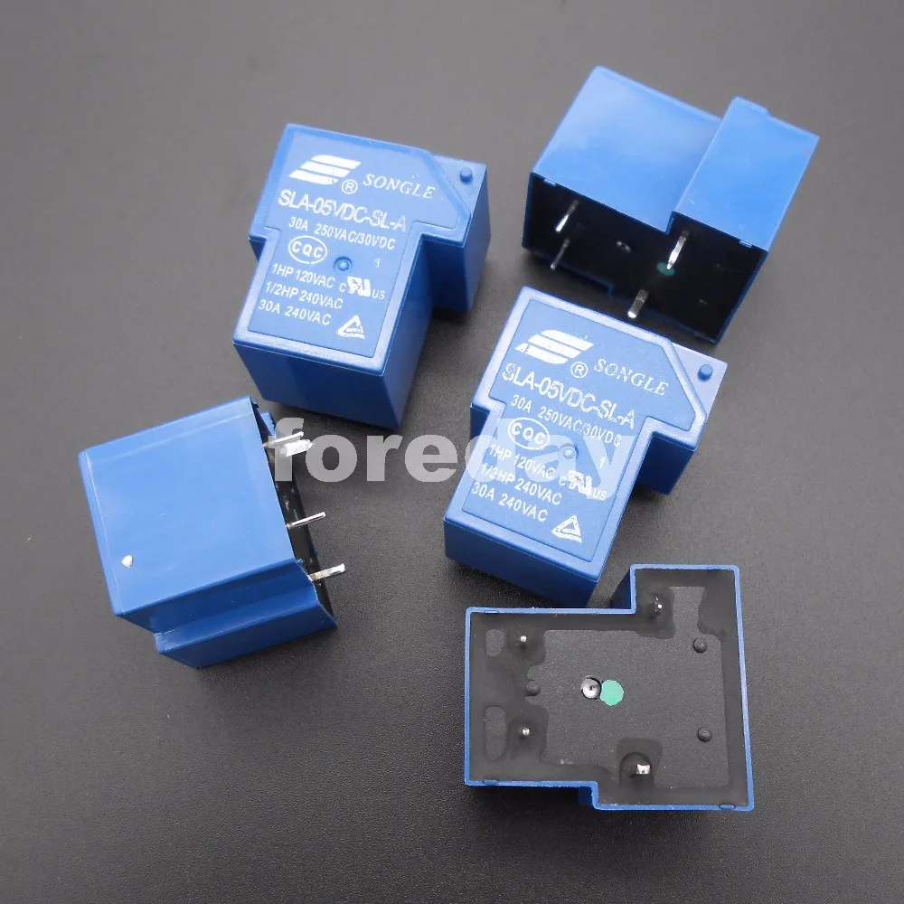 HQ 5 шт. голубое Φ 4 контакта SONGLE R реле мощности в постоянного тока SPST SLA