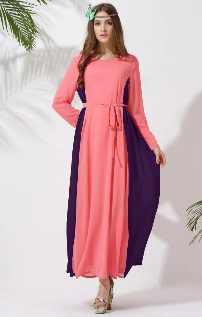 Модные летние женские шифоновые цветные мусульманское исламское платье Абая