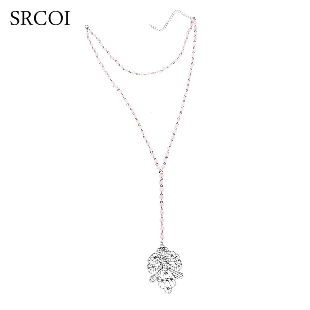 Богемные двухслойные бусы ожерелье ювелирные изделия Lariat Collares женское длинное с