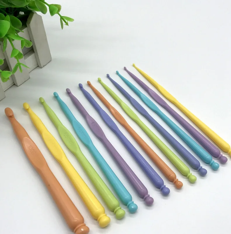 12 шт./компл. пластиковый комплект крючков для вязания спицы цветные стежки набор