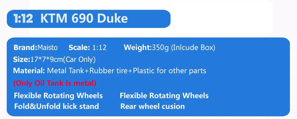 1:12 Масштаб ktm 690 duke DIY сборочная линия супермото мини-мотоцикл литье под давлением эндуро модель мотоцикла Развивающие игрушки для мальчиков