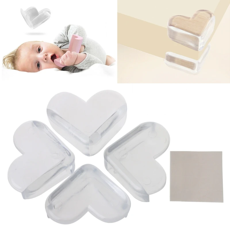 Protector de seguridad para ni&ntilde;os en forma de coraz&oacute;n, protecci&oacute;n para bordes de esquina, mesa de escritorio, cuidado de seguridad para beb&eacute;s, 4 Uds.-1