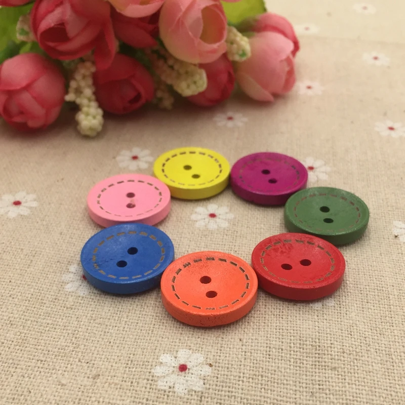 Деревянные ручные кнопки конфетного цвета пальто два отверстия 20 мм Швейные