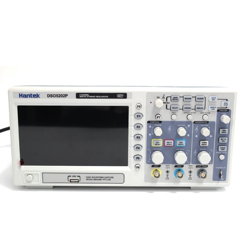 Osciloscopio Hantek DSO5202P цифровой осциллограф USB 200 МГц полоса пропускания 2 канала 1GSs хранение ПК ЖК-дисплей длина записи до 24 к