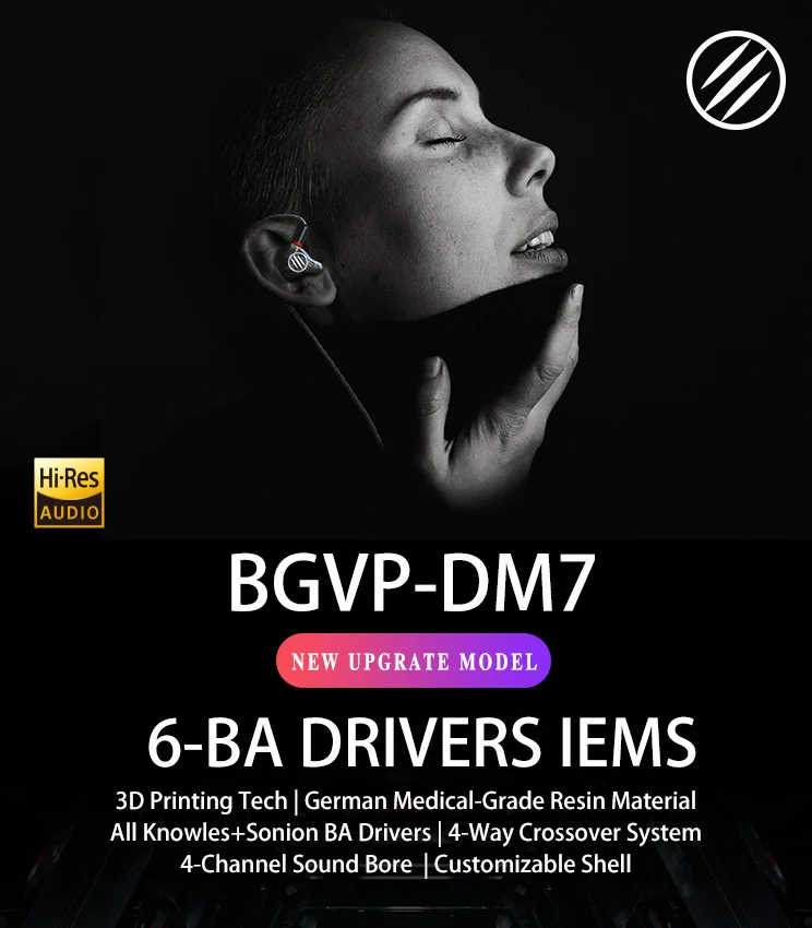 BGVP DM7 6 BA в ухо Мониторы HIFI наушники Новинка настроить IEM Ноулз sonion драйверы с подарком гарнитура с двумя кабелями