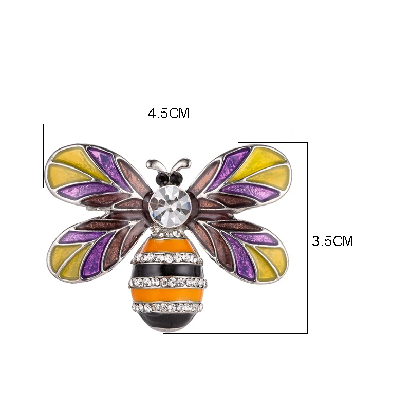 TDQUEEN Crystal Bee Brooches For Women Silver Color Metal Hijab Pins Jewelry Party New Dragonfly Butterfly Lapel Pin Broches | Украшения и
